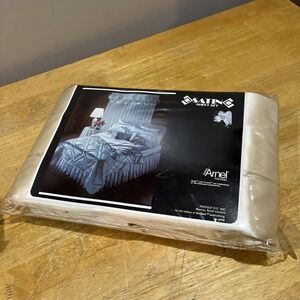 Vtg Queen Arnel Satin Sheet Set Cream Tan Bedsack 70s Sheen Finish Polyester